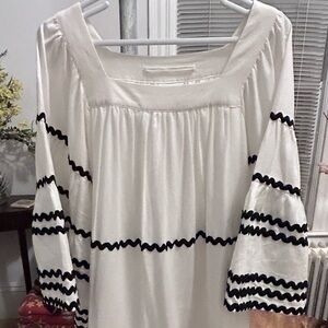 Lisa Marie Fernandez Cream and Black Long Sleeve Dress